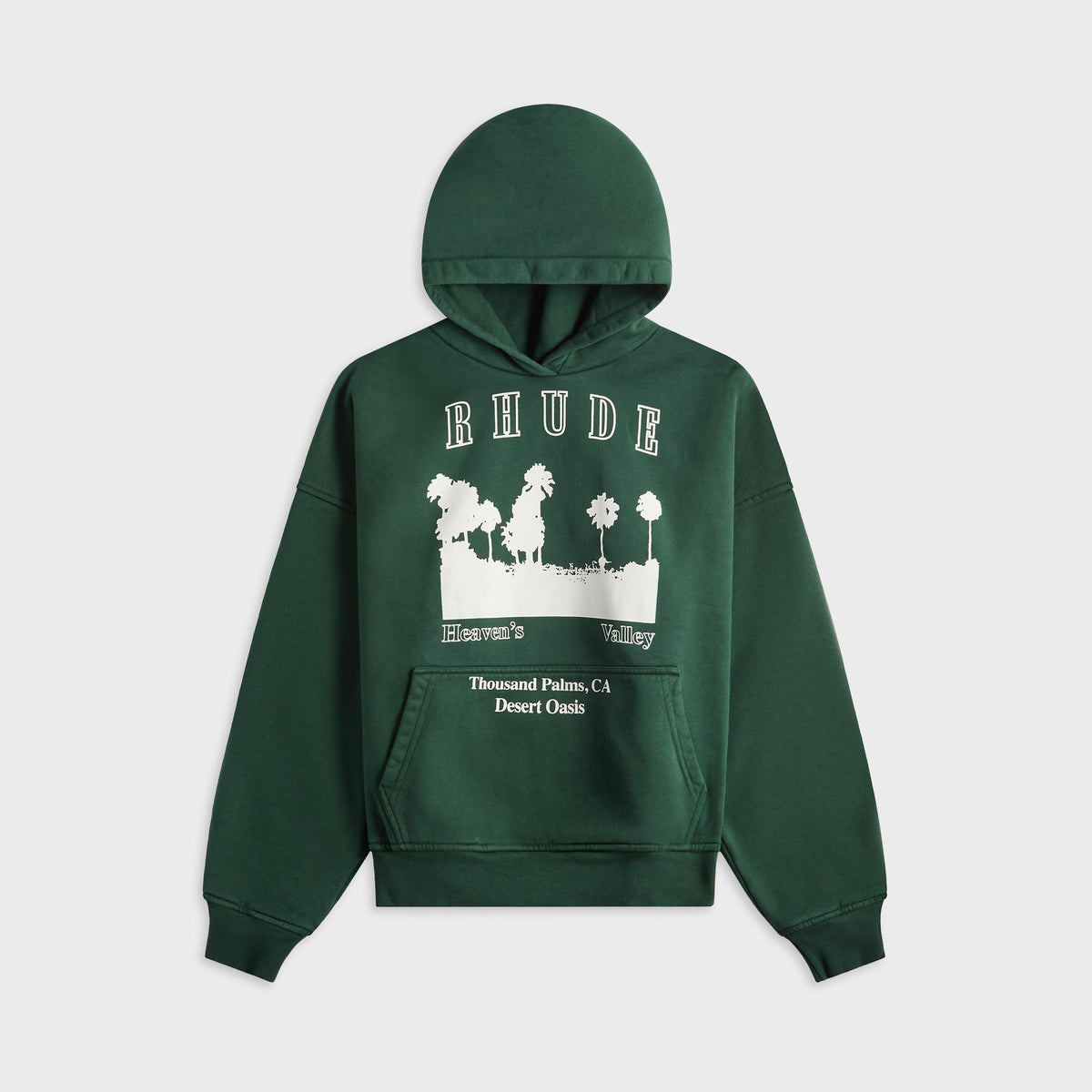 Rhude Thousand Palms Hoodie - Vintage Forest Green / White