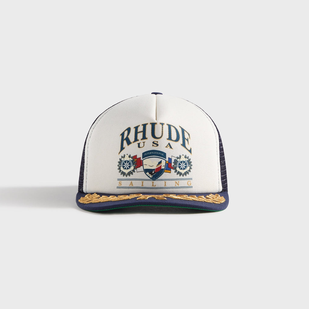 Rhude USA Sailing Icon Trucker Cap - Navy / White