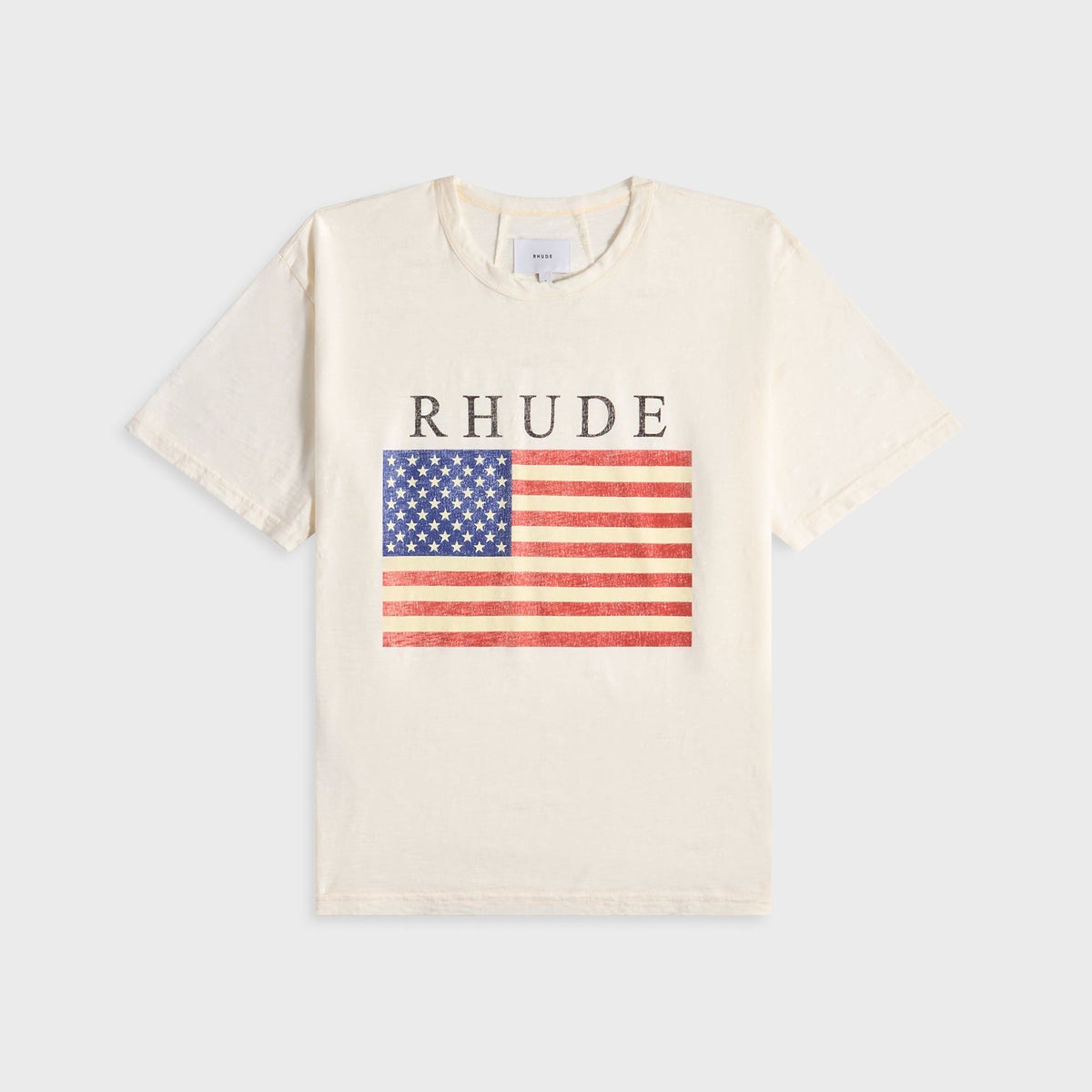 Rhude USA Flag Slub Tee - Vintage White / Black