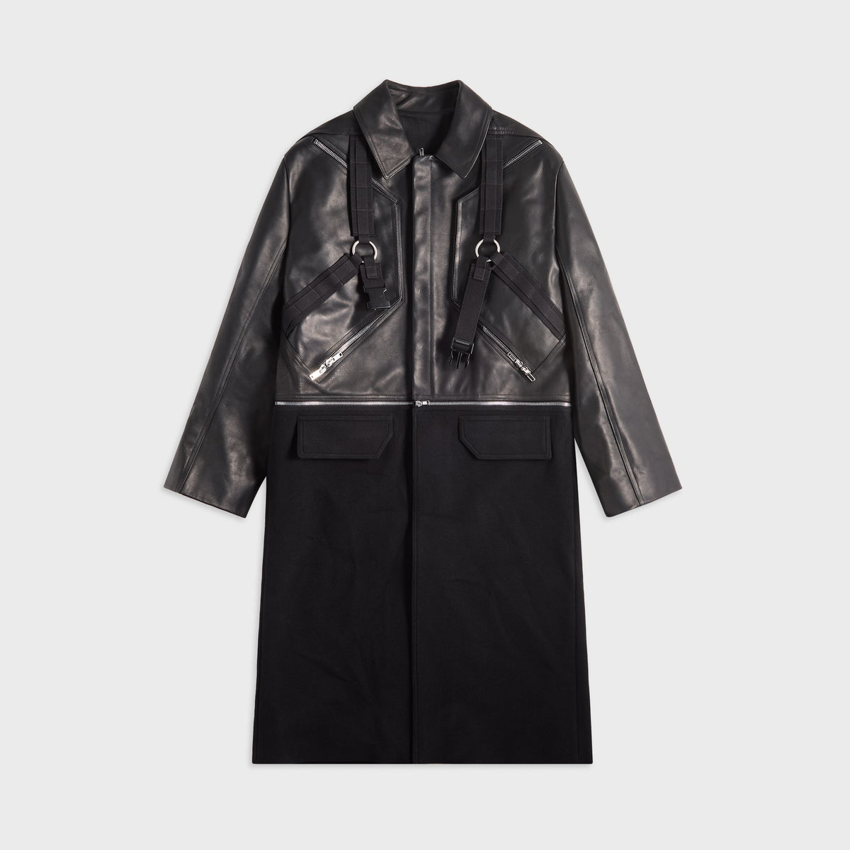 Rick Owens Cappotto In Pelle Leather Coat - Black