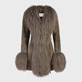 Susanna Chow Inez Suede Shearling Midi Coat - Etaupe
