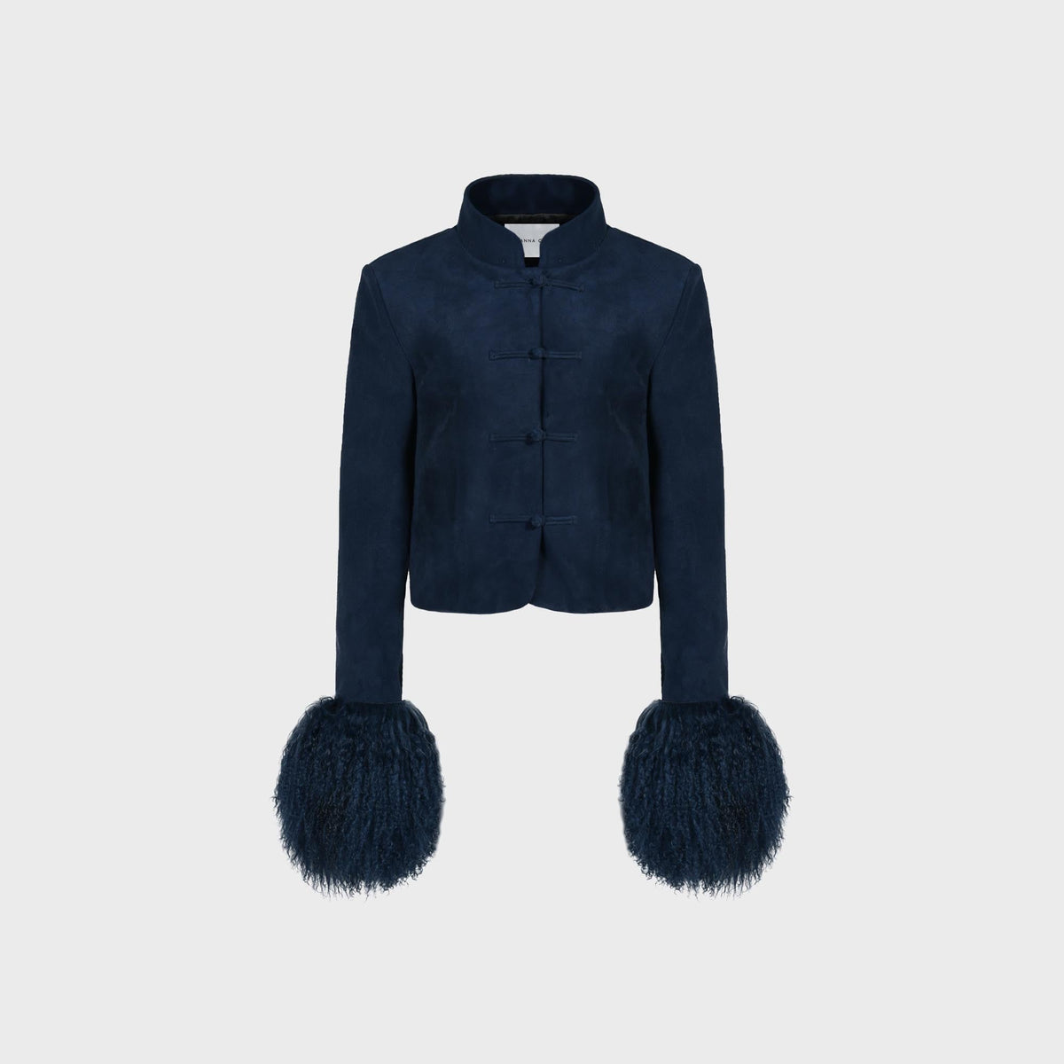 Susanna Chow Leighton Shearling Trim Suede Jacket - Navy