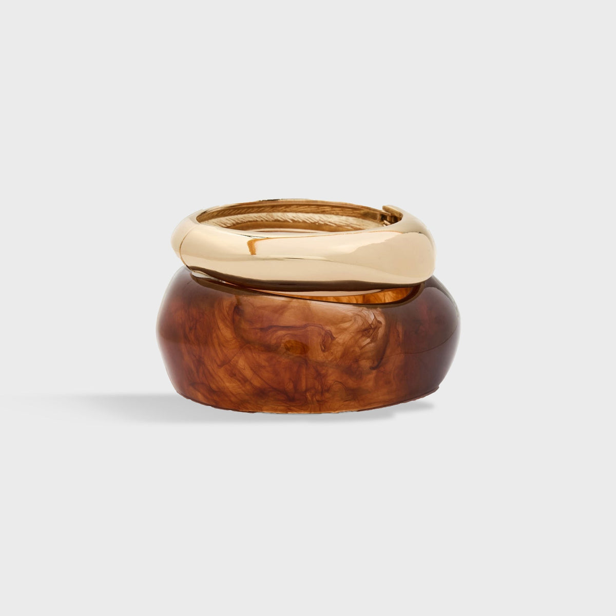 SHASHI Terra Bangle Set - Ivory / Gold / Tortoise