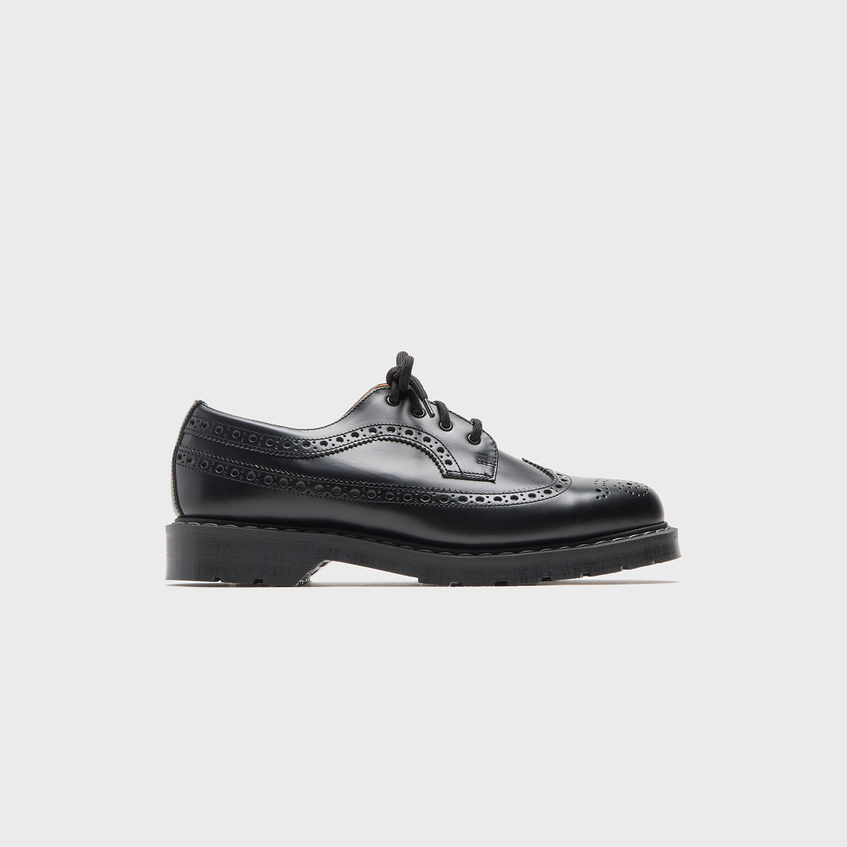 Solovair Hi-Shine 4 Eye American Derby Brogue Shoe - Black