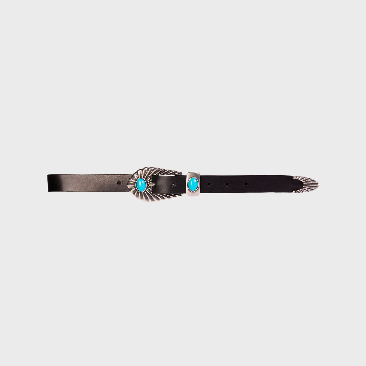 Black Suede Studio Spur Belt - Black / Silver