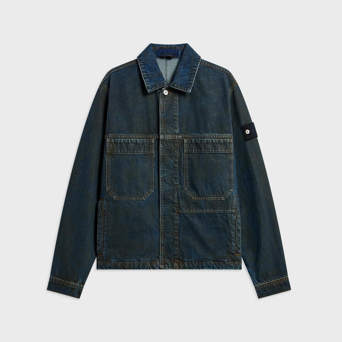 Stone Island Laser Pigment Indigo Denim Coach Jacket - Blue Black