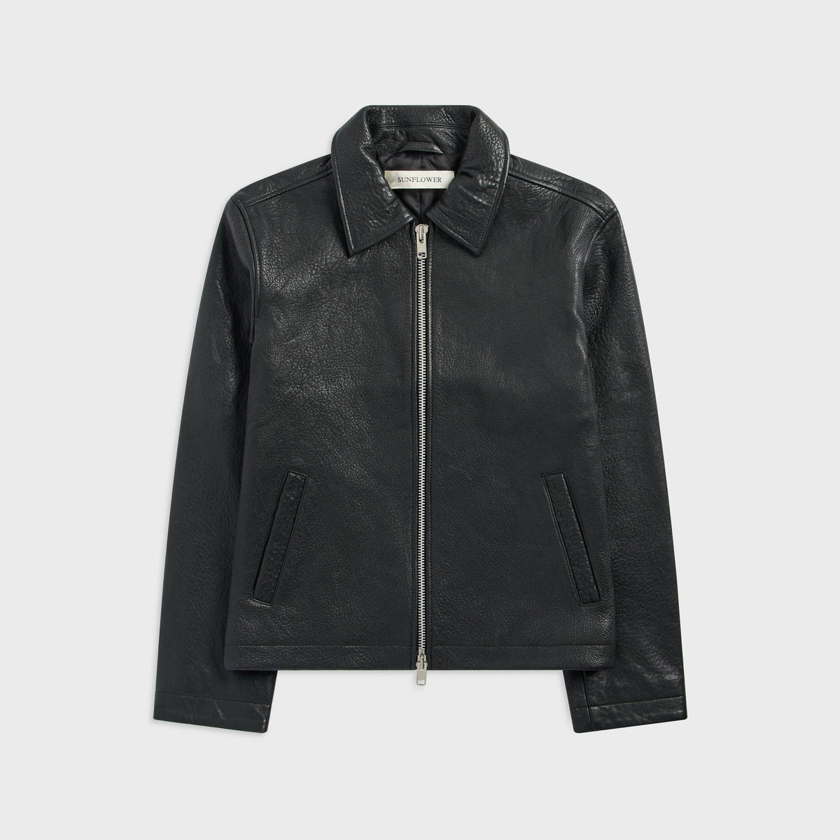Sunflower Short Leather Jacket - Black