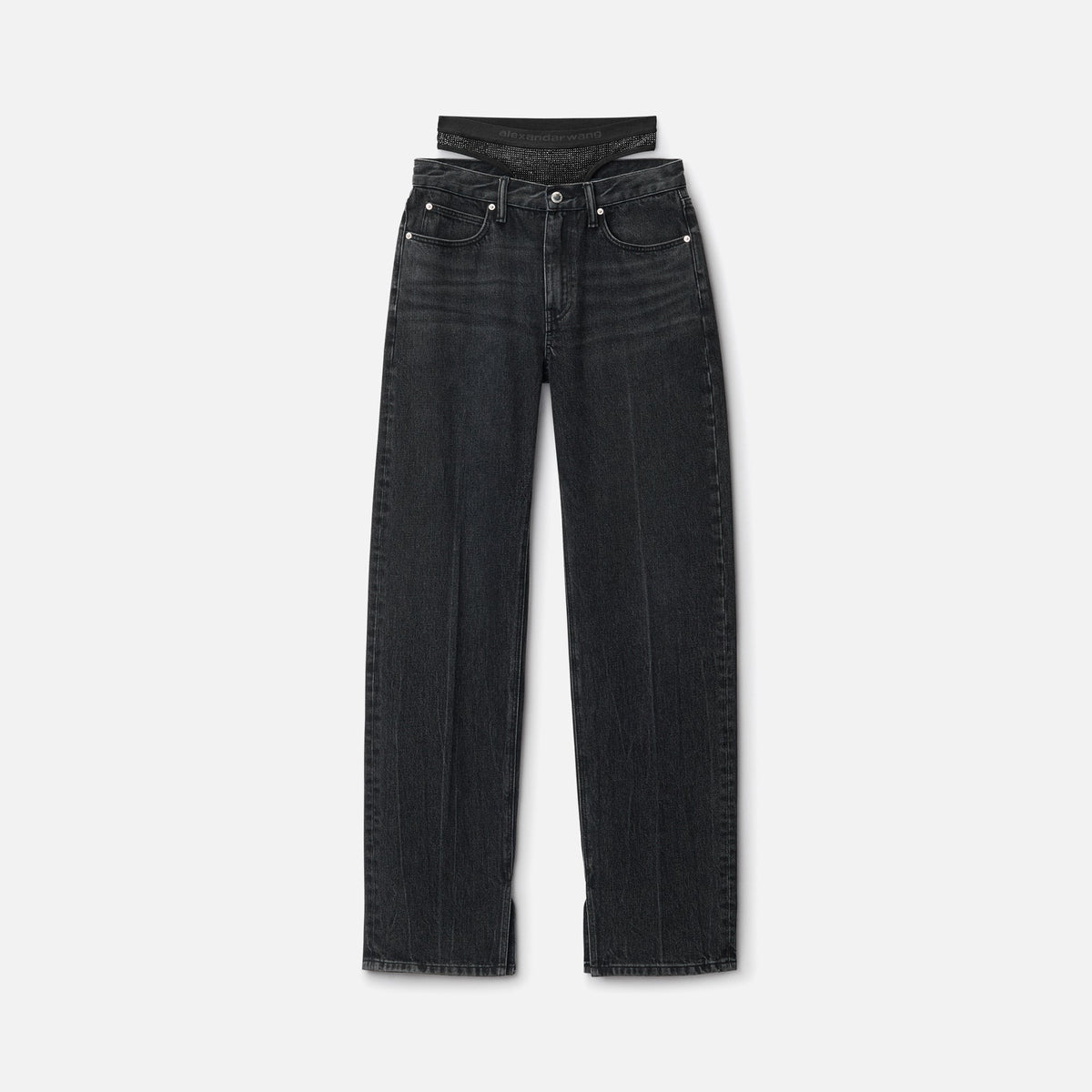 Alexander Wang Split Hem Jean Prestyle Hotfix Mesh Undie - Grey Aged