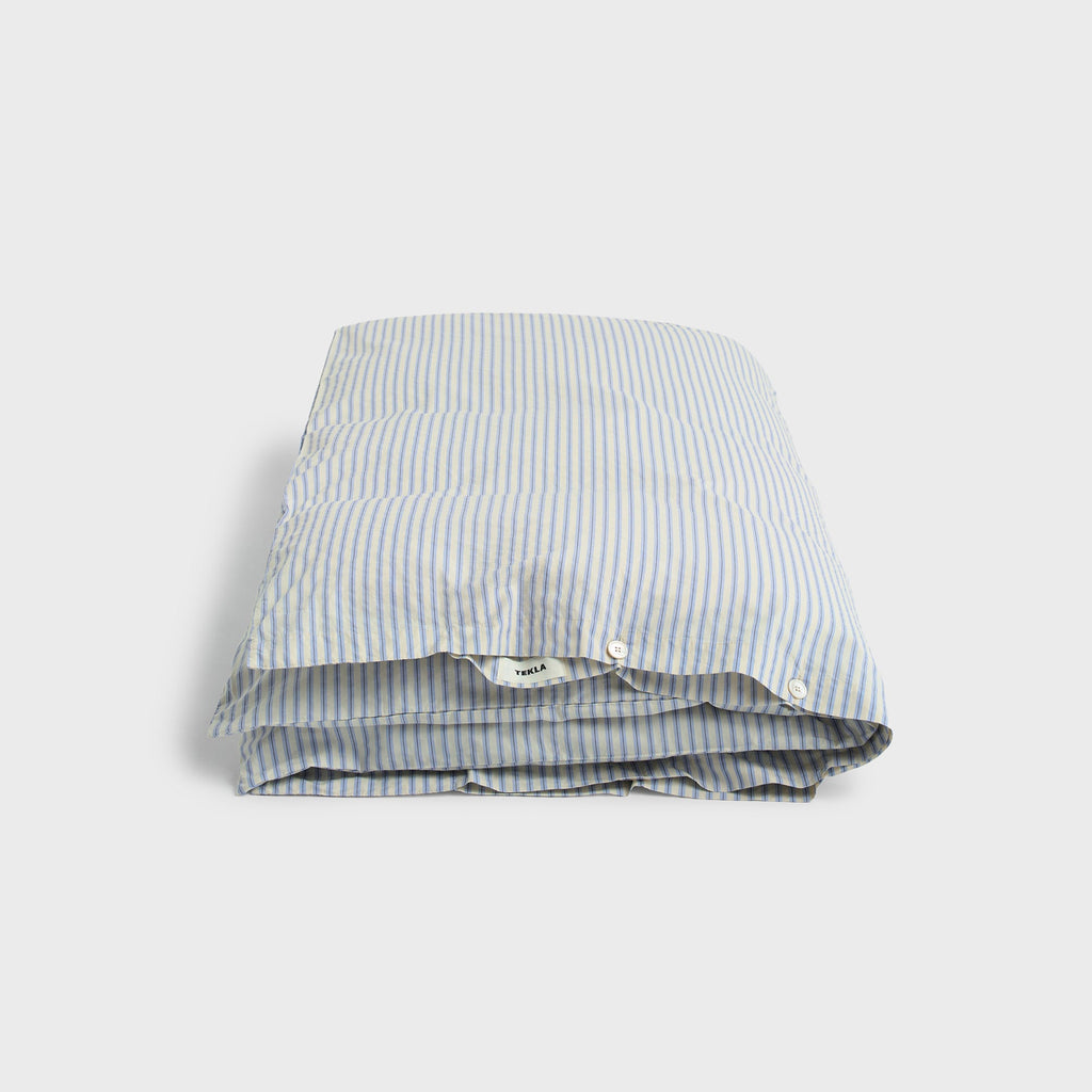 Tekla Percale Double Duvet Cover - Flint Stripes