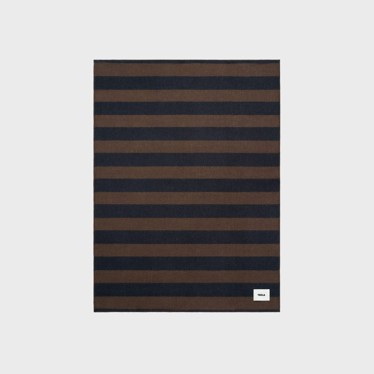 Tekla Lambswool Blanket - Walnut / Dusk Blue Stripes