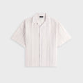 Willy Chavarria Camp Collar Short Sleeve Shirt - White / Black Stripe