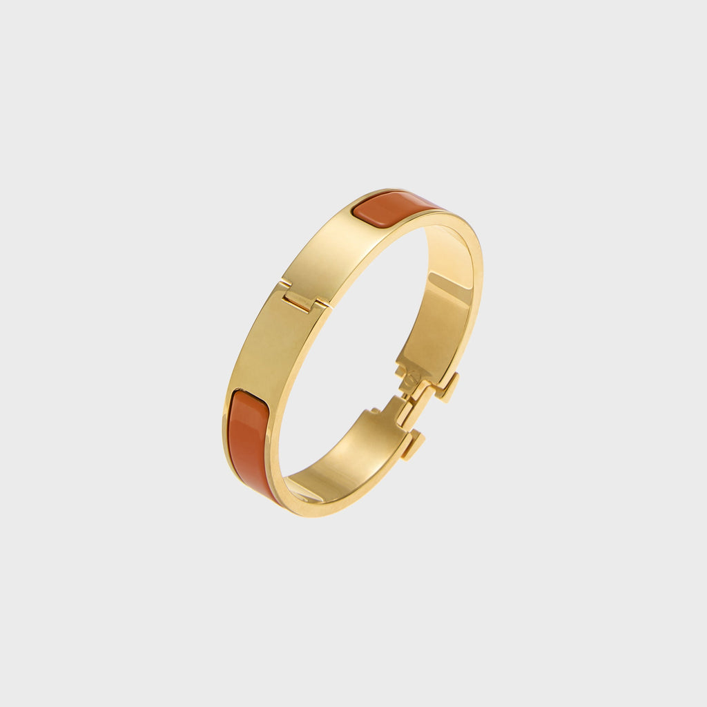 WGACA Hermes Clic Clac Narrow Bracelet - Orange / Gold