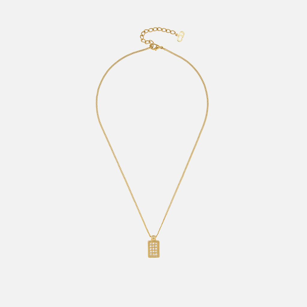 WGACA Christian Dior Crystal Trotter Pendant Necklace Small I - Gold