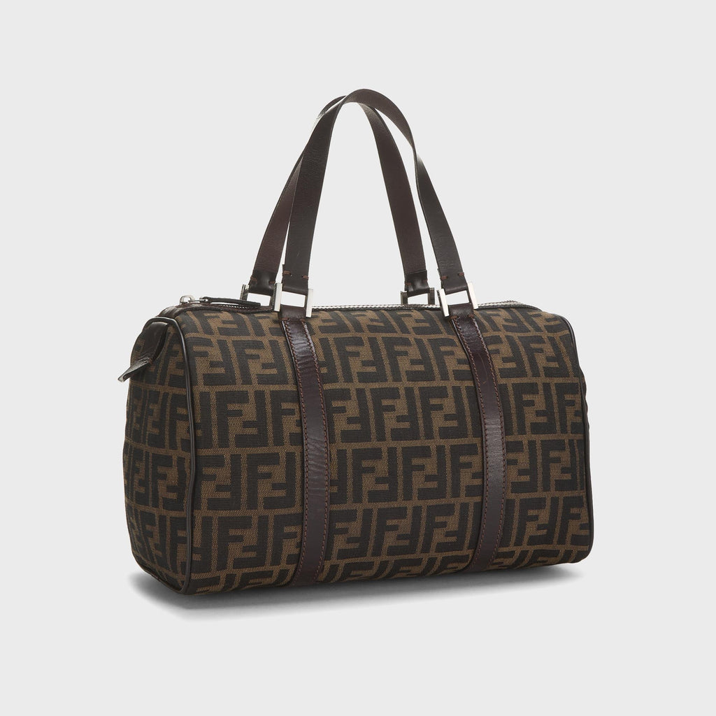 WGACA Fendi Tobacco Zucca Canvas Boston Bag - Brown