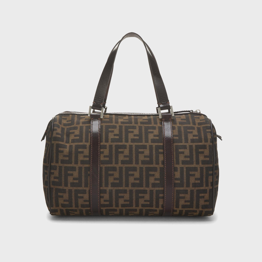 WGACA Fendi Tobacco Zucca Canvas Boston Bag - Brown