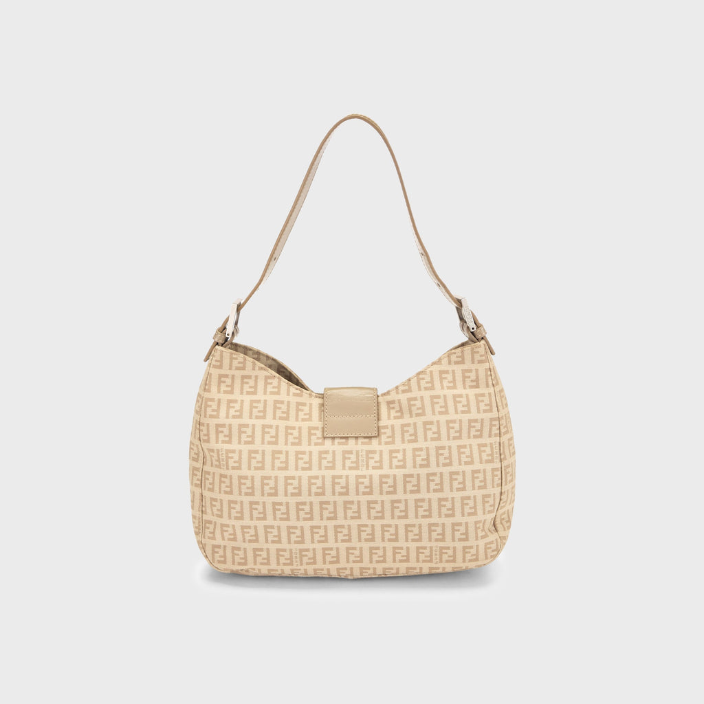 WGACA Fendi Zucchino Canvas Shoulder Bag - Beige