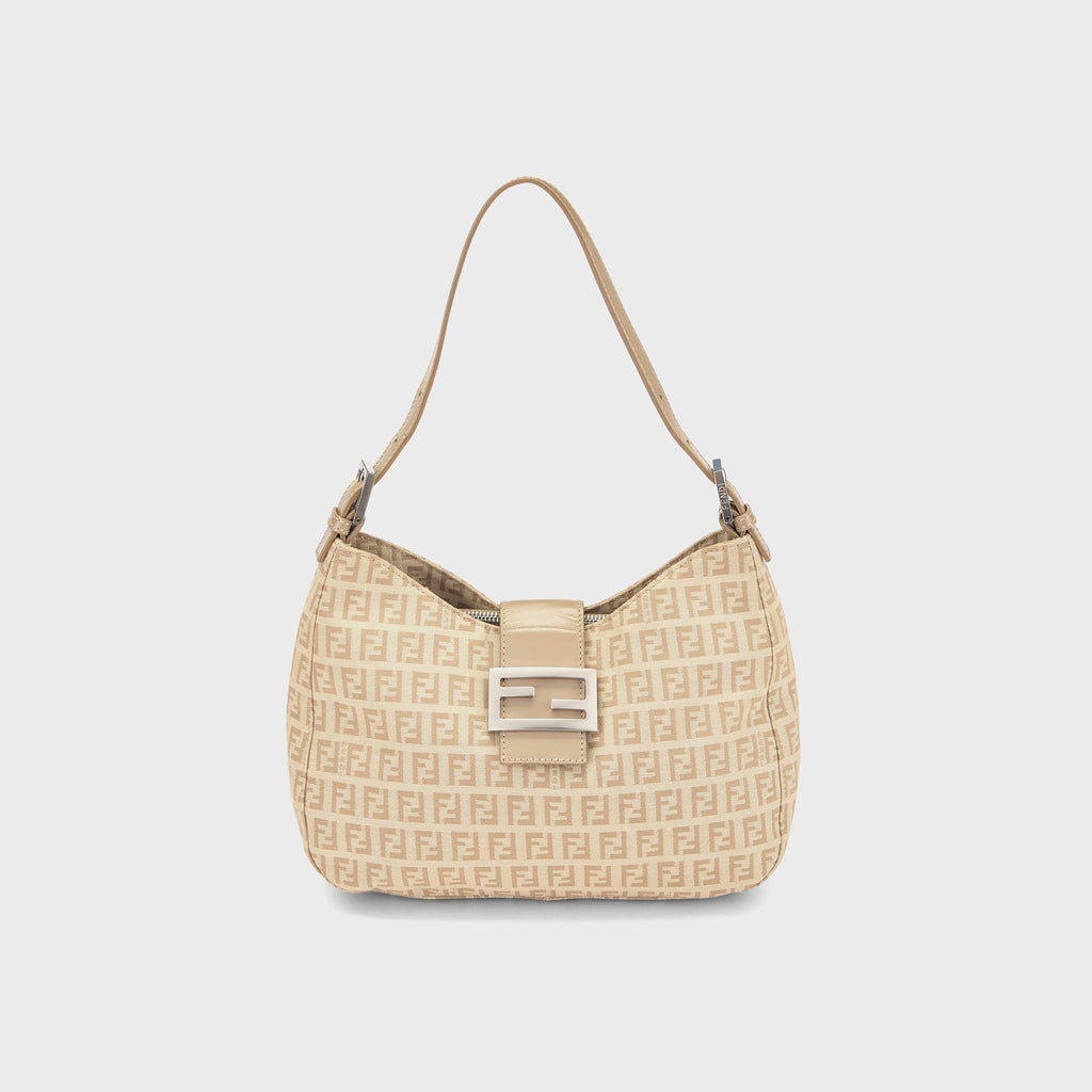 WGACA Fendi Zucchino Canvas Shoulder Bag - Beige