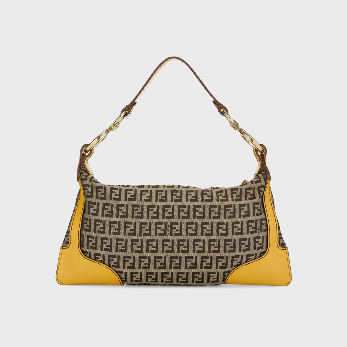 WGACA Fendi Zucchino Canvas Chef Pocket Shoulder Bag Small - Yellow / Brown