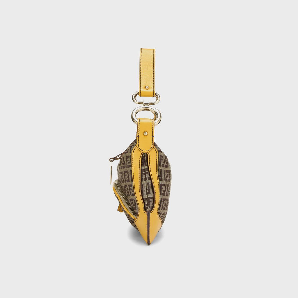 WGACA Fendi Zucchino Canvas Chef Pocket Shoulder Bag Small - Yellow / Brown