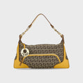 WGACA Fendi Zucchino Canvas Chef Pocket Shoulder Bag Small - Yellow / Brown