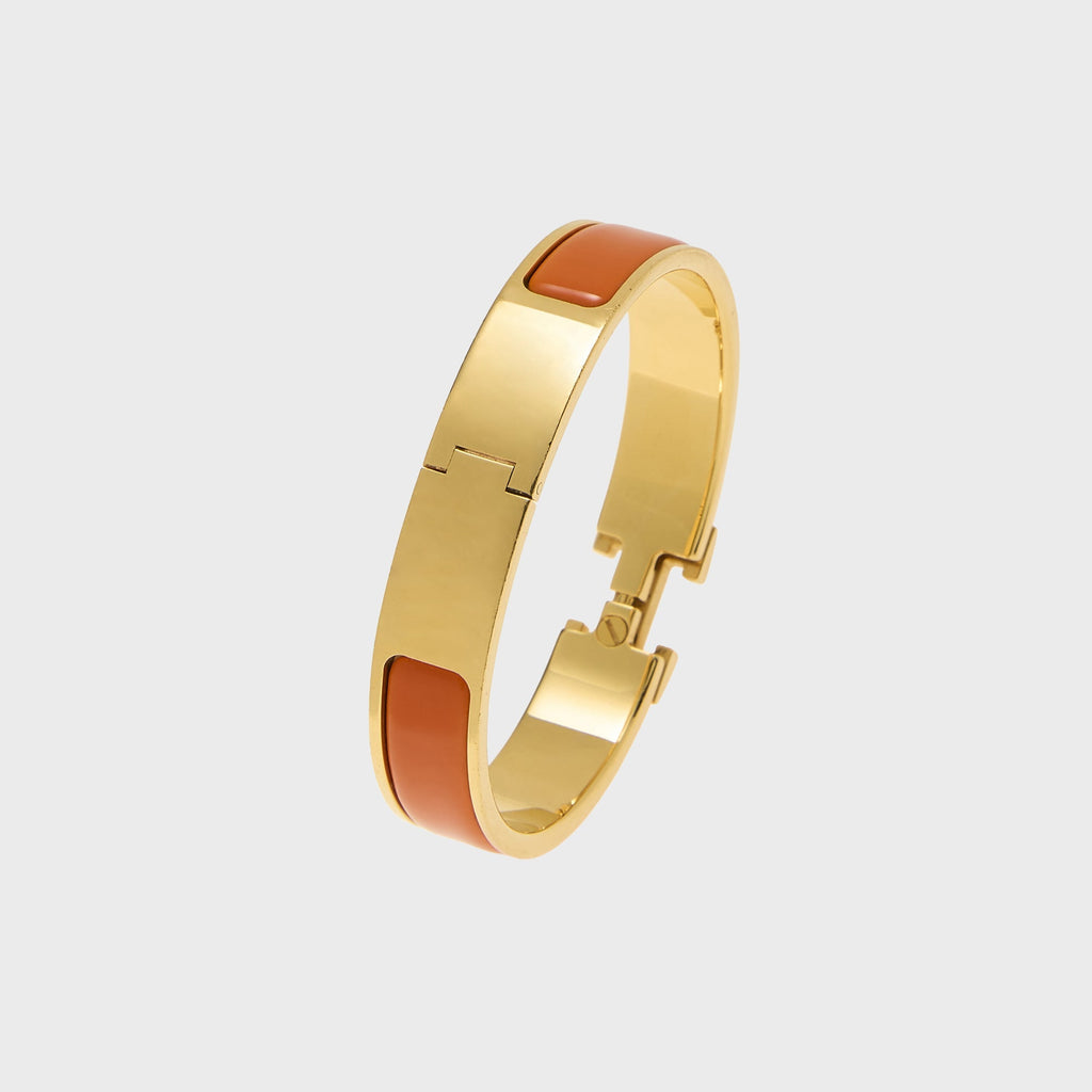 WGACA Hermes Clic H Bracelet Narrow Bracelet - Orange / Gold