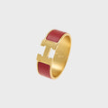 WGACA Hermes Clic H Wide Bracelet - Red / Gold