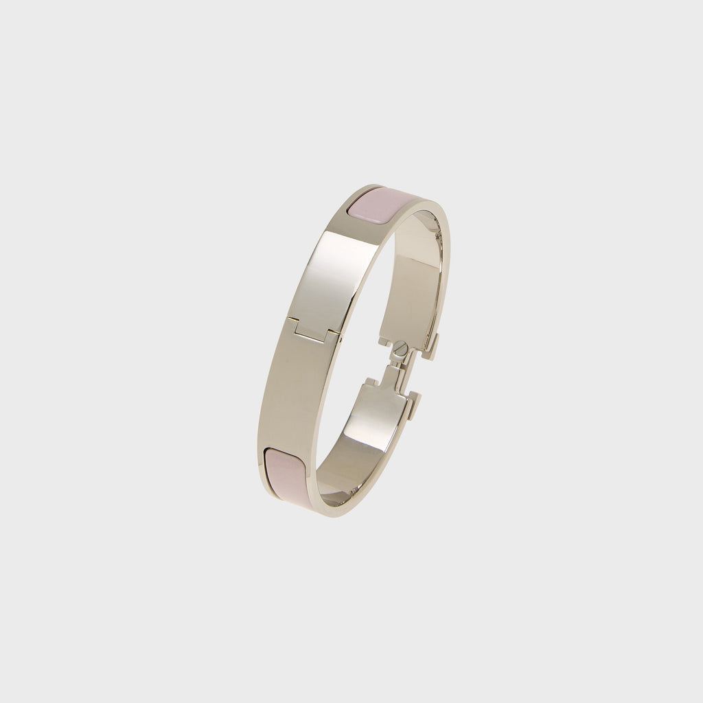 WGACA Hermes Clic Clac Narrow H Bracelet - Pink / Silver