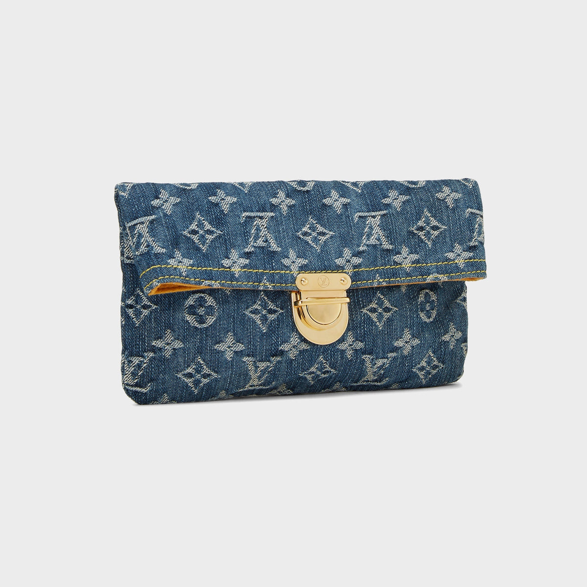 WGACA Louis Vuitton Denim Pochette Plate Clutch - Blue