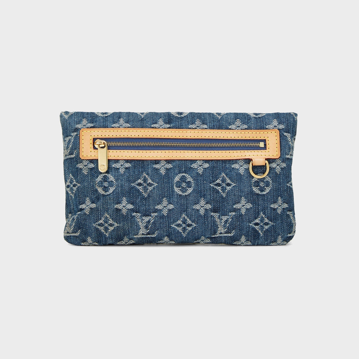 WGACA Louis Vuitton Denim Pochette Plate Clutch - Blue