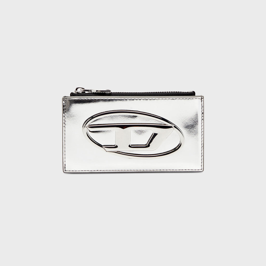 Diesel Mirror Leather Card Holder - Silver