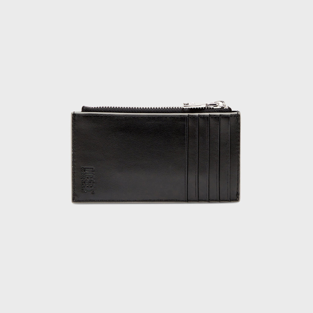 Diesel Mirror Leather Card Holder - Silver