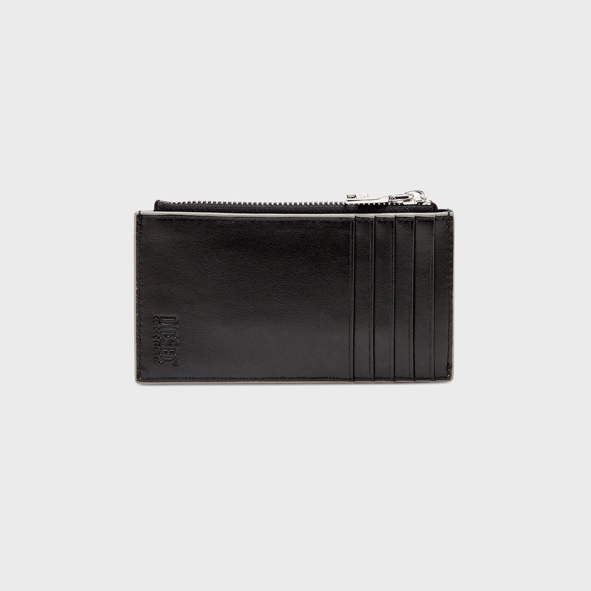 Diesel Mirror Leather Card Holder - Silver