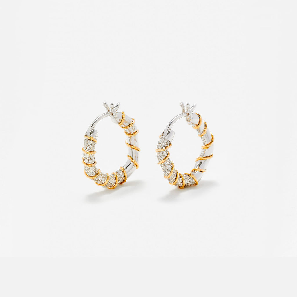 Yvonne Leon Mini Creole Twists Earrings - Gold / White