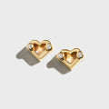 Greg Yuna Umlaut Heart Stud Earrings - Gold