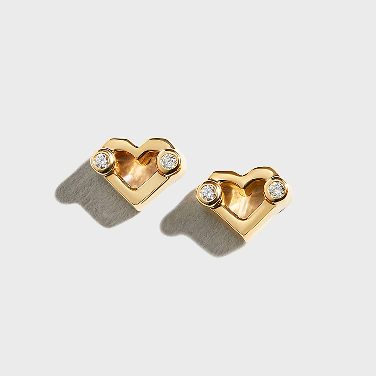 Greg Yuna Umlaut Heart Stud Earrings - Gold