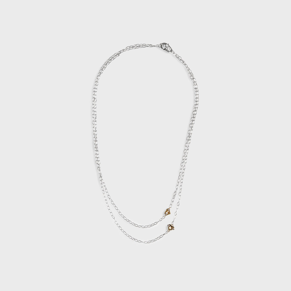 Greg Yuna Umlaut Heart Double Chain Necklace - Silver / Gold