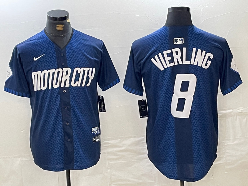 Men's Detroit Tigers Matt Vierling #8 Navy 2024 City Connect Limited Jersey1