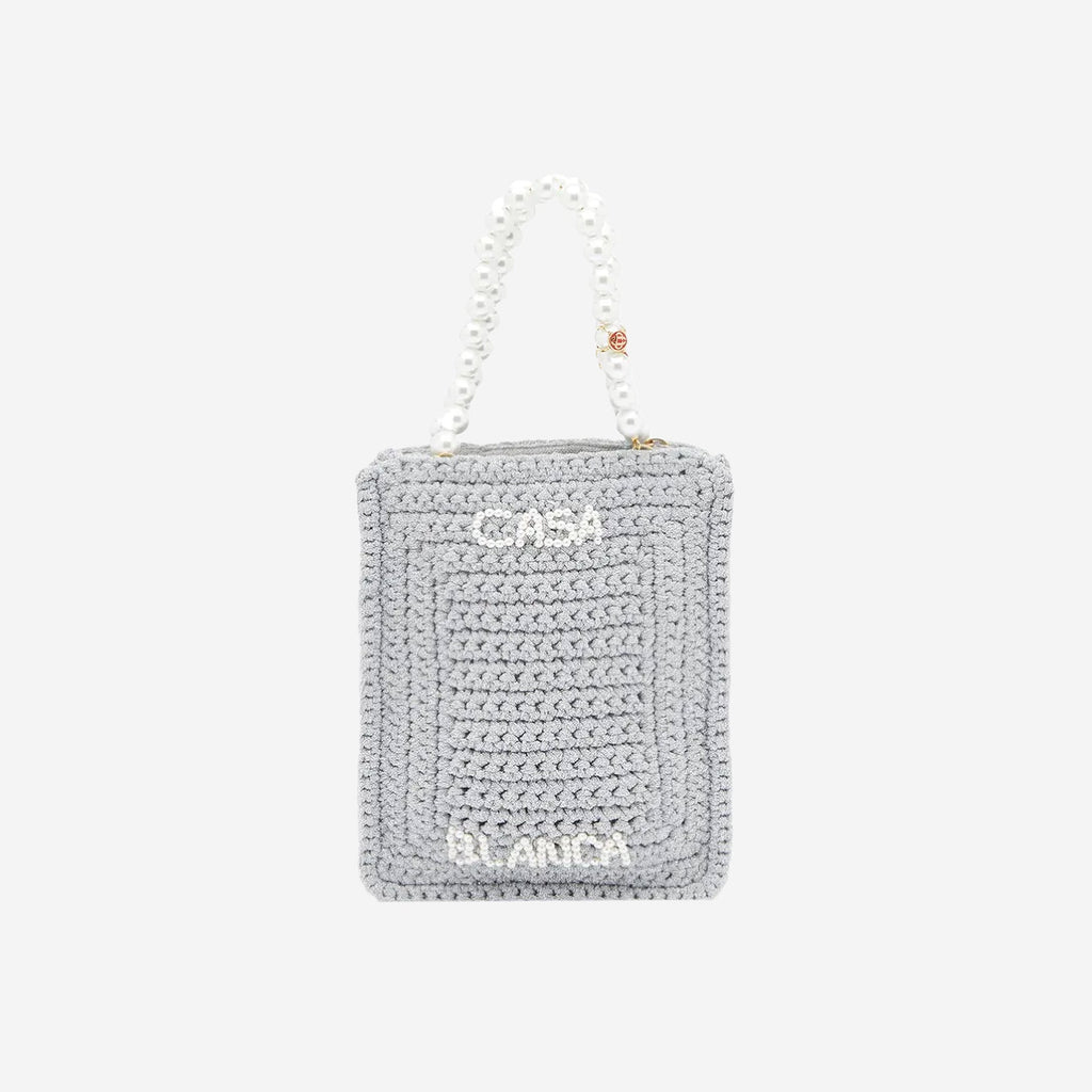 Casablanca Pearl Mini Crochet Bag - Silver