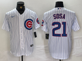 Men's Chicago Cubs Sammy Sosa #21 White Replica Baseball Jersey