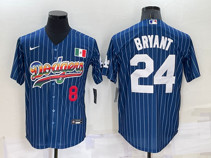 Men's Los Angeles Dodgers Kobe Bryant #8-24 Blue Stitched Jersey1