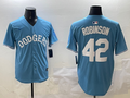 Men's Los Angeles Dodgers Jackie Robinson #42 Light Blue Limited Player Jersey