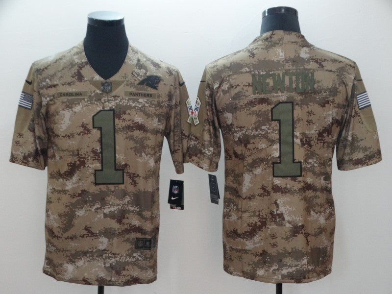 Men's Carolina Panthers Cam Newton #1 Camouflage Game Jersey1