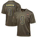 Youth Cincinnati Bengals Joe Burrow Nike Olive 2025 Salute to Service Game Jersey