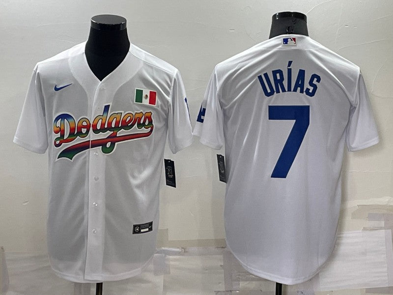 Men's Los Angeles Dodgers Julio Urias #7 White Authentic Game Jersey1
